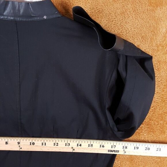 LAFAYETTE 148 Womens Top Size 6 Black Button Up Shirt Faux Leather Trim Stretch - Picture 9 of 11